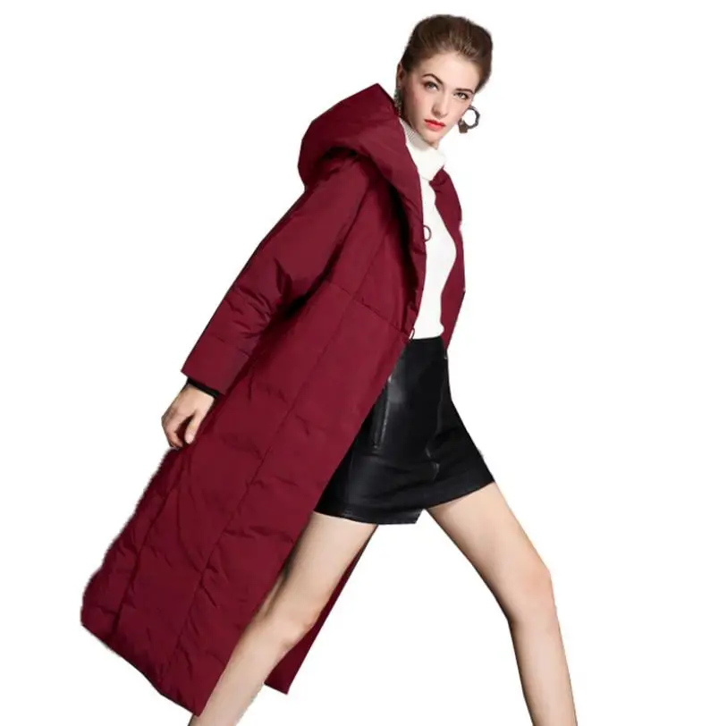 

Winter new fashion brand single breasted skirt style warm down jacket coat female super longer thicker warm parkers coat wq817