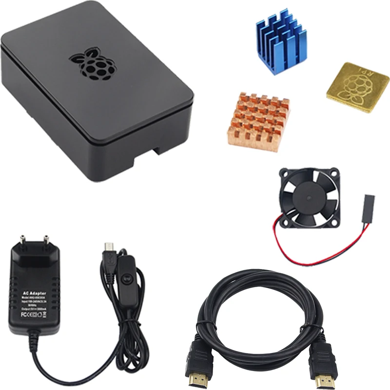 Чехол из АБС пластика для Raspberry Pi 3B + /3/2 охлаждающий вентилятор адаптер питания с