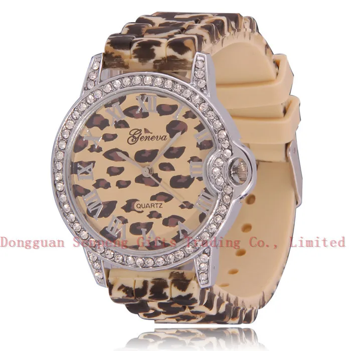 GE0642 2014 Fashion ladies leopard silicone watch famous geneva  wristwatches brand china movt good price | Наручные часы | АлиЭкспресс