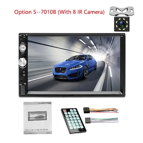 Camecho 2 Din автомагнитола " Bluetooth стерео Мультимедийный плеер авторадио MP3 MP5 Сенсорный экран Автомагнитола Поддержка камеры заднего вида - Цвет: 7010b with 8 IR