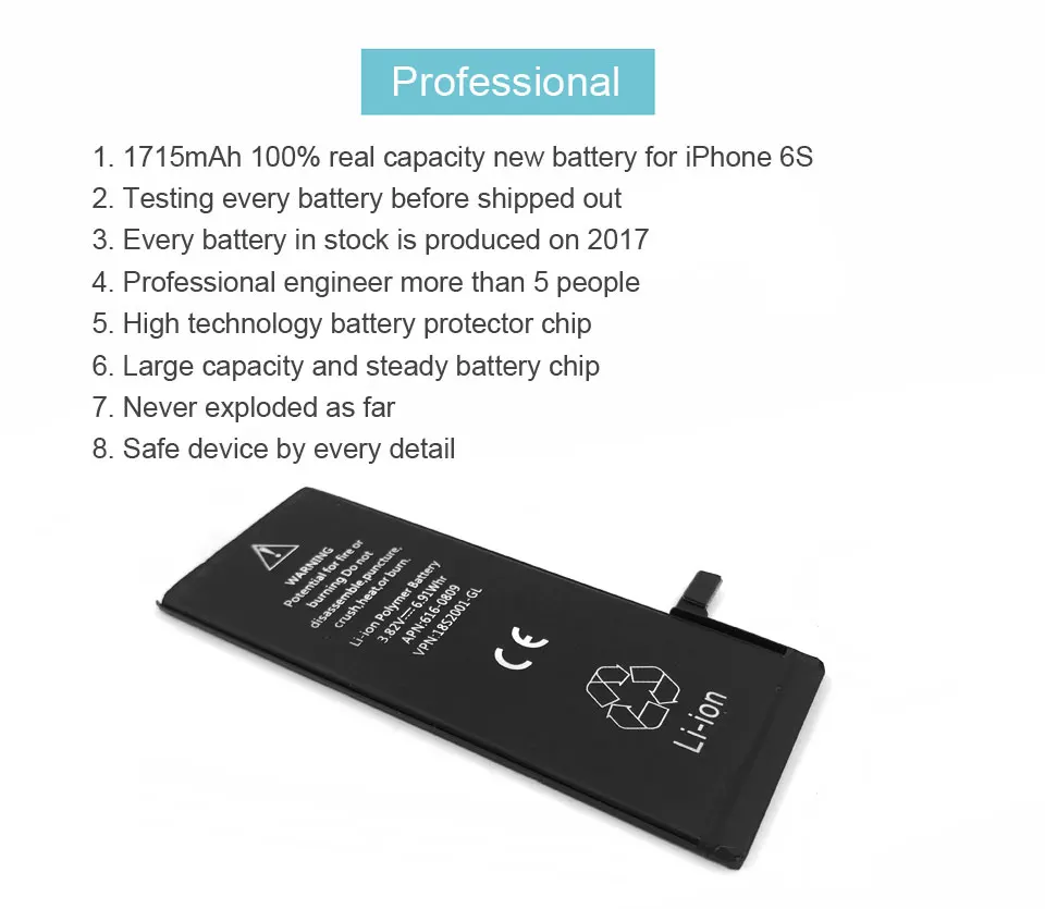 Новинка KHP аккумулятор для телефона iPhone 6S емкостью 1715 мАч ремонтные инструменты 0 цикл Замена батареи наклейка