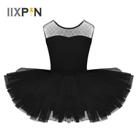 iixpin kids girls ballet dress stretch mesh splice u shaped back ballet dance gymnastics leotard tutu dress for girls dancewear