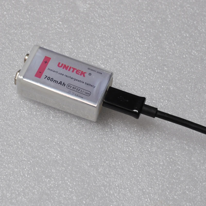 UNITEK 1/2/4 шт. 6F22 9V 700 мА/ч Перезаряжаемые литий Батарея мАч заряжается от Usb кабель