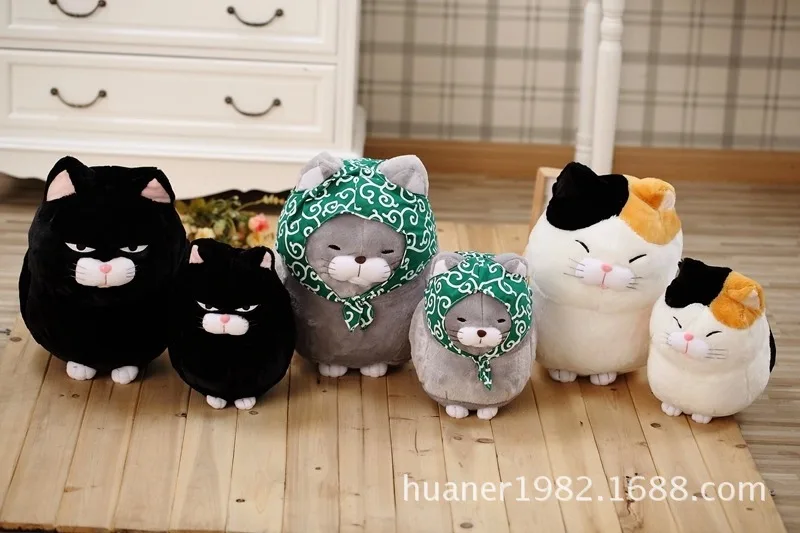Японское аниме счастливая кошка черный пухлый Кот плюшевая игрушка мягкие и