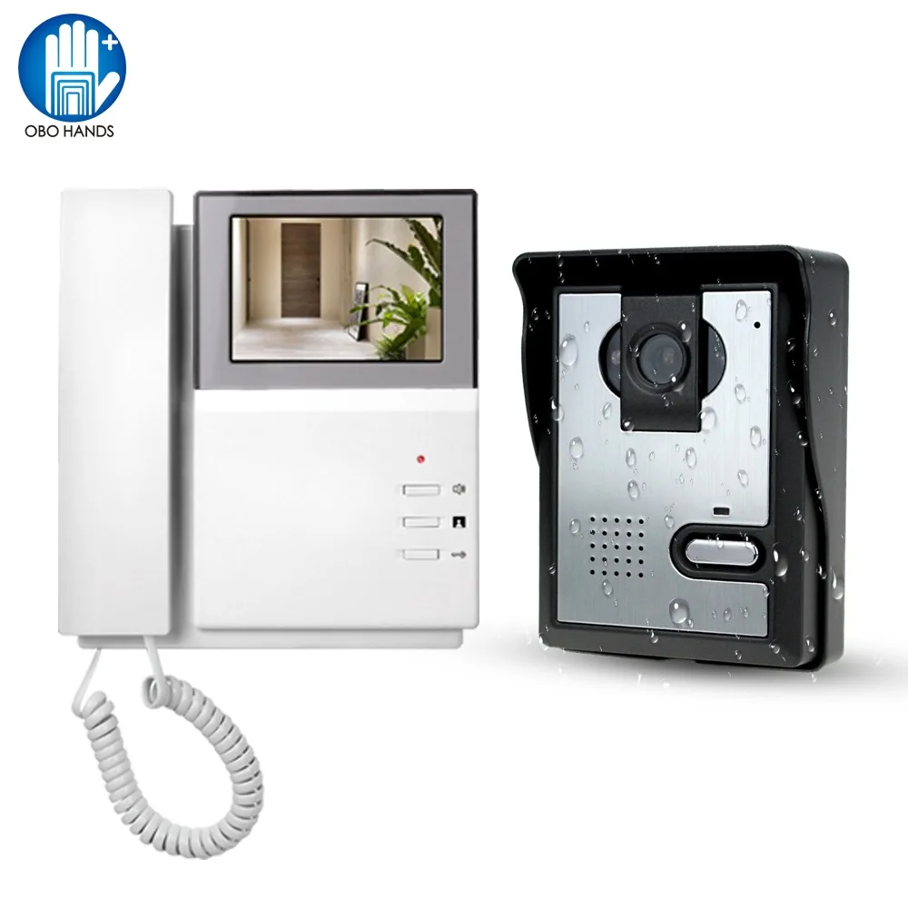 

Video Door Phone System 4.3" Clear LCD Monitor Wired Video Intercom Doorbell Kits Night Vision Camera Telephone Style Home Use
