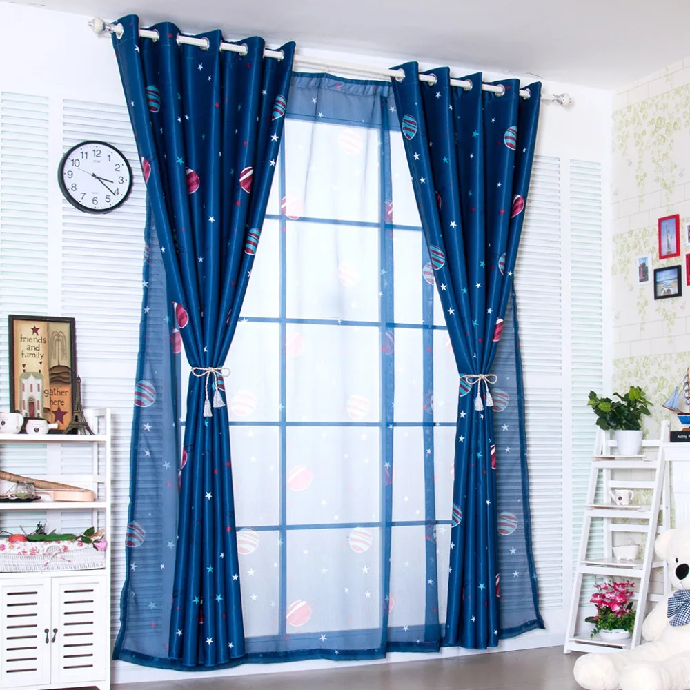 Последние 2 вида цветов синие Мультяшные шторы для мальчиков спальни детей