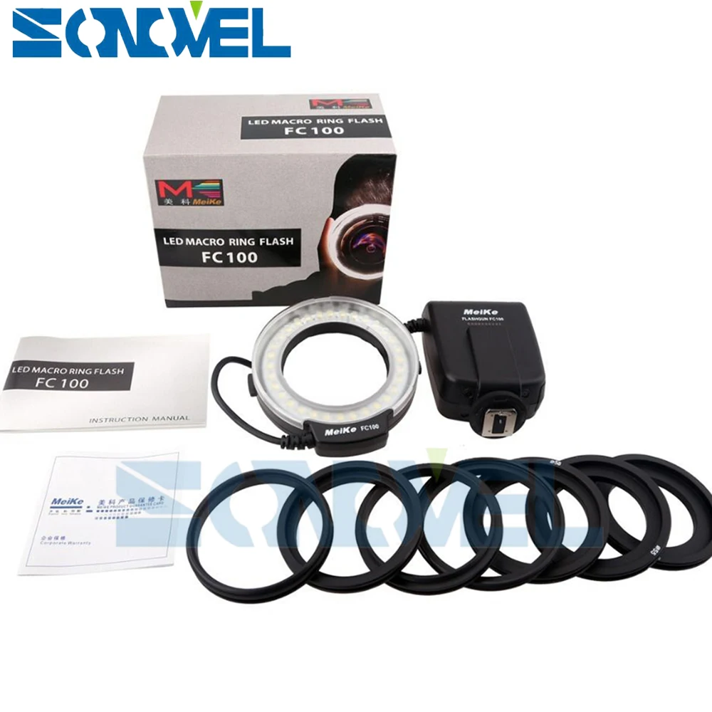 Кольцевая вспышка Meike FC 100 FC100 LED для макросъемки Nikon D4s D5 D3x D500 D600 D800 D810 D750 D3200 D3400 D5600