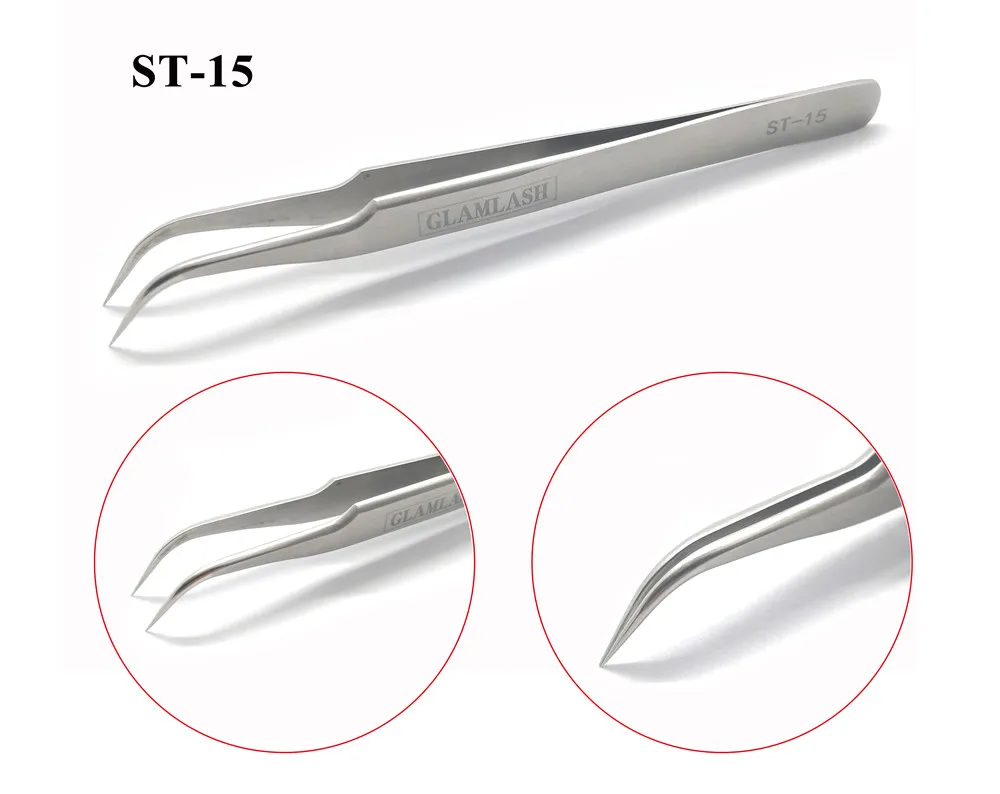 ST-15 Glamlash ST-11 ST-12 ST-14 ST-15 серии анти-статический Пинцет изогнутые пинцеты наконечник Прямой пинцет Инструмент для макияжа - Цвет: ST-15