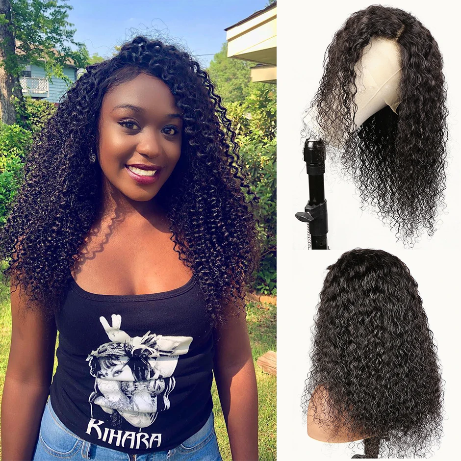 Kinky Curly Wig ALI BFF 13x4 Lace Front Human Hair Wigs Brazilian Non Remy Hair 150% Density Wigs For Women Pre Plucked
