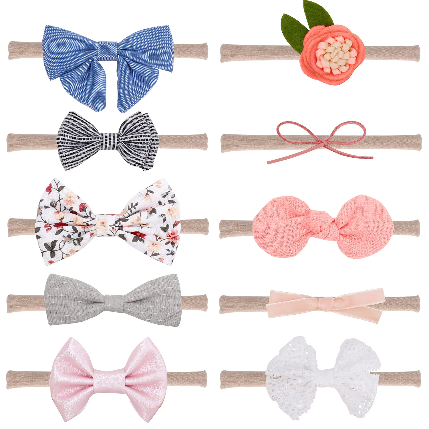 10pcs Cute Baby Headband Princess Girls Toddler Small Sequin Flower Bow Nylon Ribbon Elastic Hair Band | Детская одежда и обувь