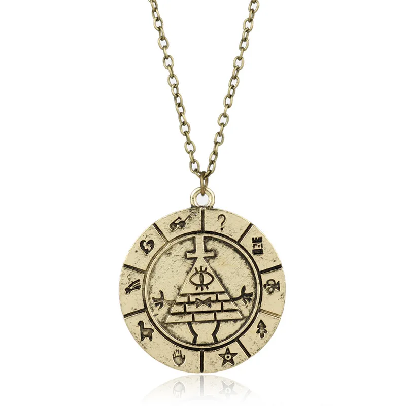 A bronze Gravity Falls Necklace Cartoon Jewelry Figure Toy Mabel Pines Stanley Pines Necklaces&Pendants Beads Chain Choker Women Men Gift - Metal Color: A bronze