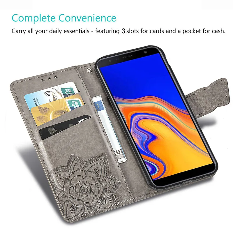 Чехол бабочка для Samsung Galaxy J4 J6 Plus 2018 чехол книжка кожаный бумажник телефона J2 Core