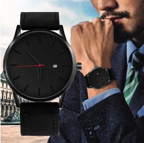 Reloj 2019 модные военные кварцевые мужские часы с большим циферблатом кожаные