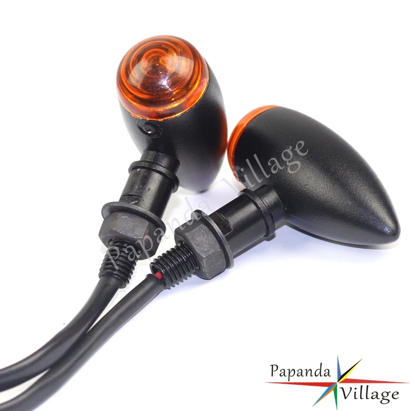 Universal Black Motorbike 12V LED Turn Signal Light Indicators Flasher Blinker Amber for Harley Custom Softail Cafe Racer |