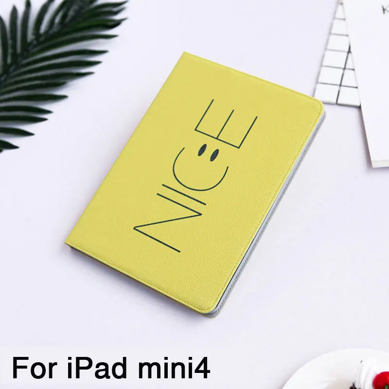 For ipad Mini 4 Умный чехол-подставка с функцией автоматического пробуждения/сна для планшетов ipad 2 3 4 Mini 1 2 3 из искусственной кожи с Откидывающейся Крышкой и смайликом для ipad air 1 2 - Цвет: For ipad Mini 4