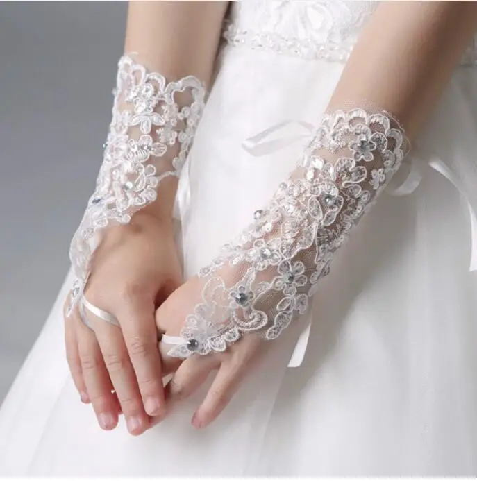 white glove Элегантная Однослойная вуаль для волос с цветами для девочек, аксессуары для волос, короткая Праздничная вуаль для свадебной вечеринки - Цвет: white glove
