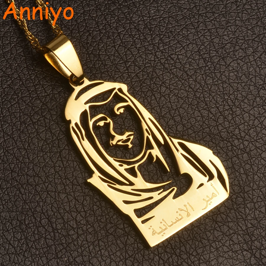 Anniyo Kuwait ожерелья с подвесками для женщин/девушек золотого цвета и нержавеющей стали ювелирные изделия из Кувейте подарки#029421