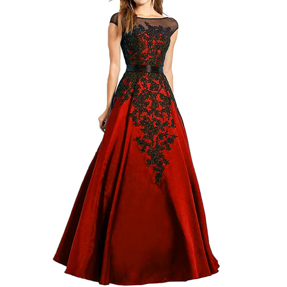 BW029 Black and Green Long Mother of the Bride Dresses Lace Appliques Evening party Gown V Back Satin Wedding Guest Gowns | Свадьбы и