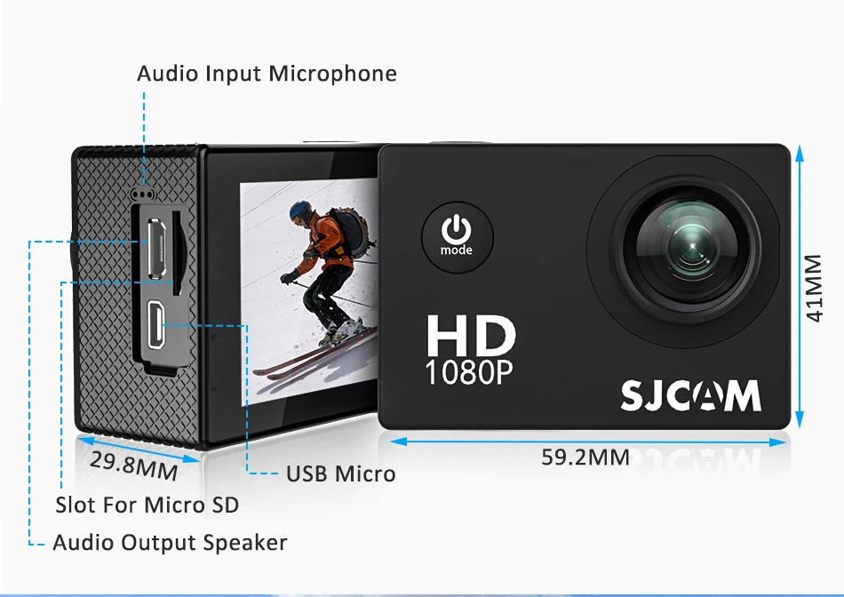SJCAM SJ4000 SJ4000 WI-FI 2 ''Экран Спорт 1080 P HD 30 M GO Водонепроницаемый Pro Видео камера Камера мини спортивный DVR