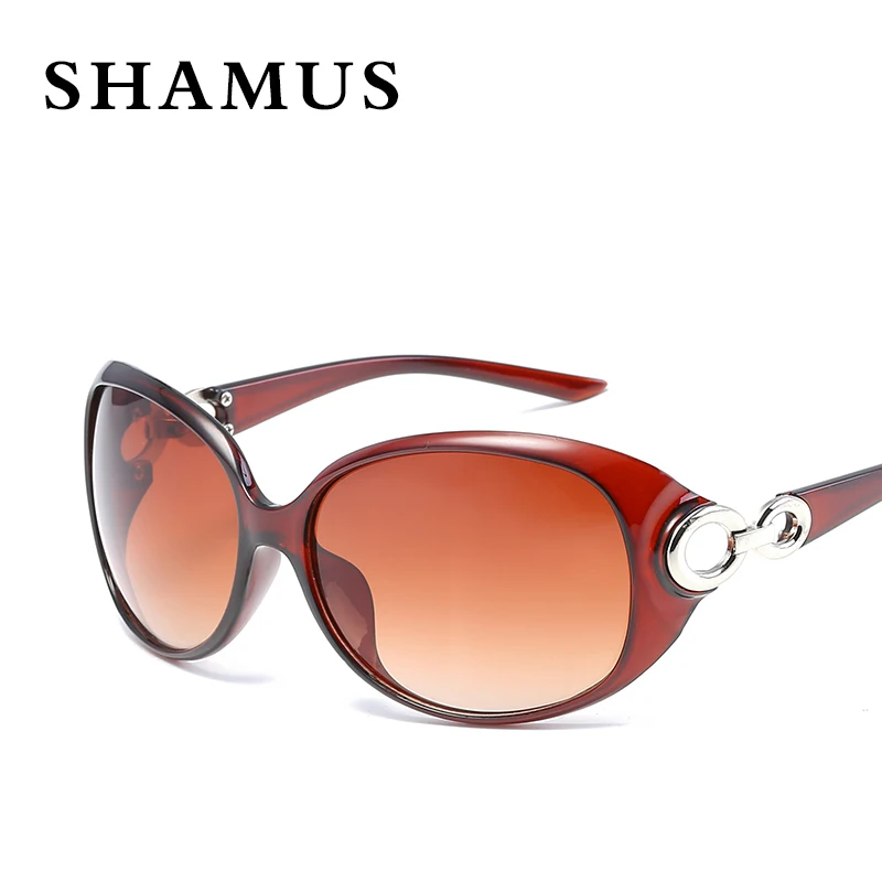 Брендовые солнцезащитные очки Shamus с сумкой UV400 зауженные Женская пластиковая