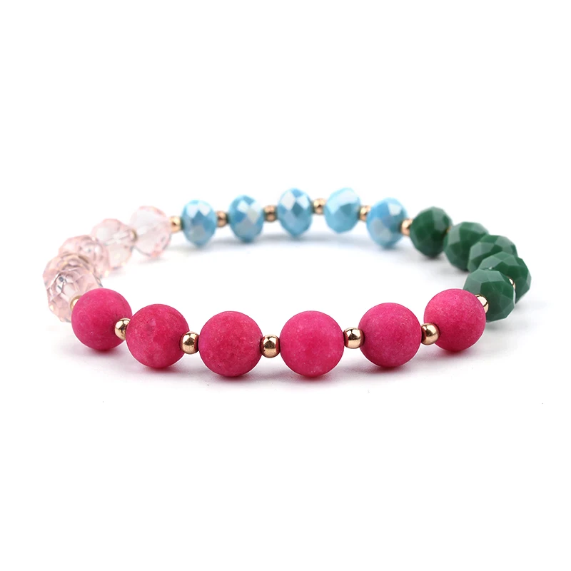 BOJIU Cute Rubber Acrylic Crystal Charm Bracelets Women Sky Blue Pink Green Red Beads Flower Tassel Set BCSET208 | Украшения и