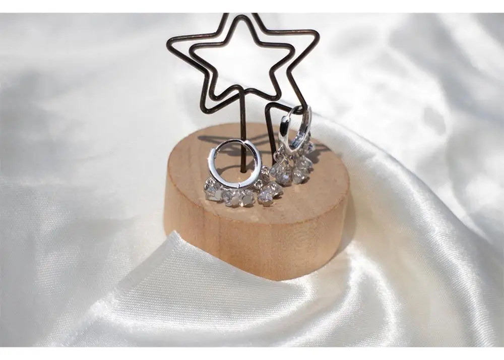 Серьги из стерлингового серебра S925 пробы, модная подвеска-кубик, циркониевые кольца для ушей, Пряжка для ушей, милые трендовые женские серебряные ювелирные изделия для ушей