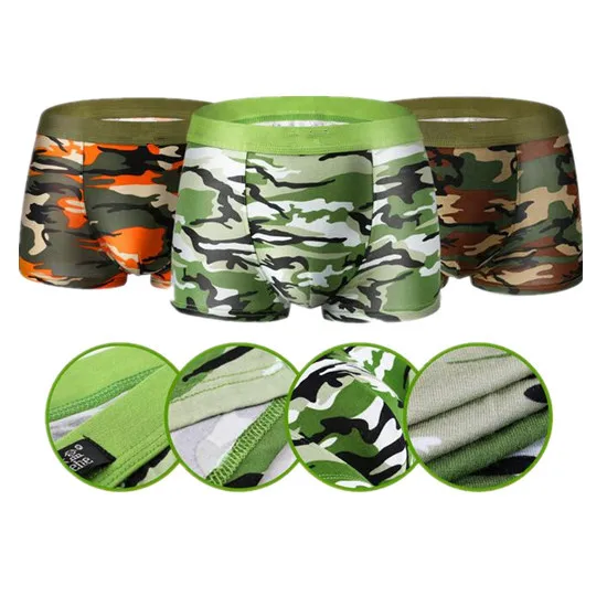 Трусы-боксеры мужские в стиле милитари классические камуфляжные пикантные