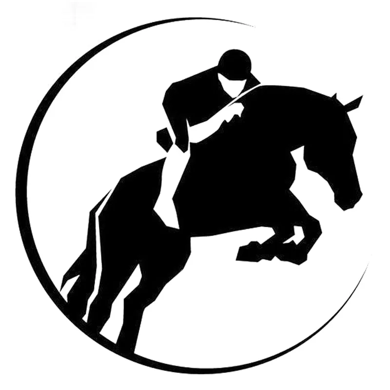 

14,2 см * 14,2 см лошадь steeplachase гоночный виниловый автомобиль стикер автомобиль-Стайлинг черный/серебристый S3-4984