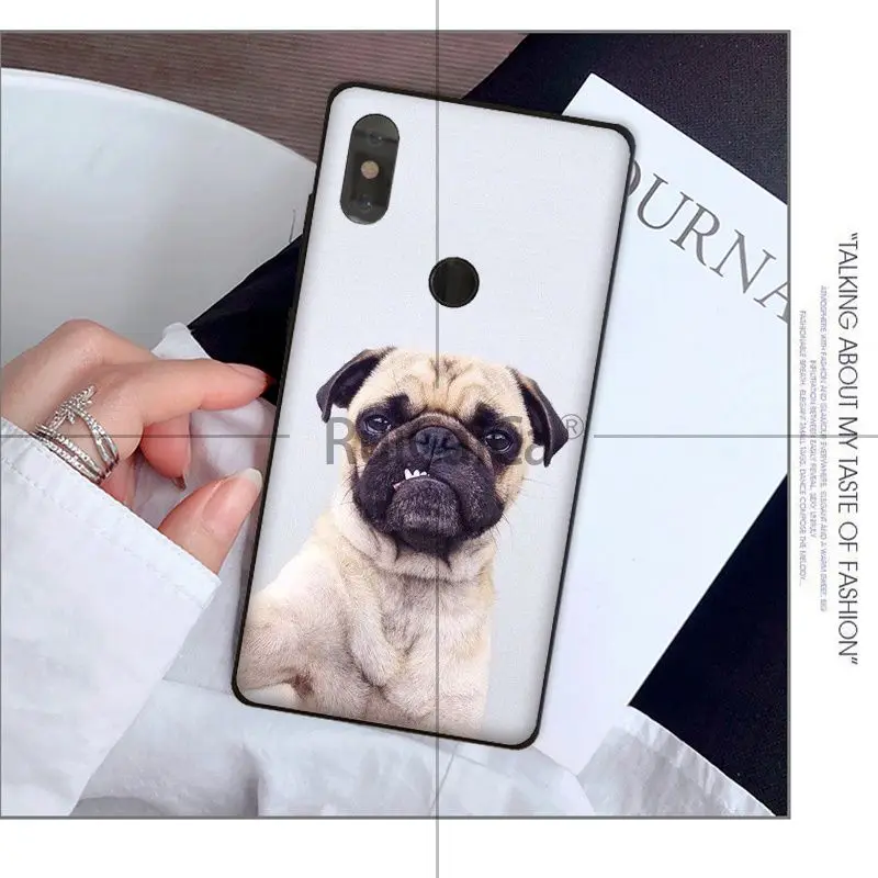 Ruicaica Animal cute pug Новое поступление черная ячейка чехол для телефона Red mi 5 plus Note Xuiao 8