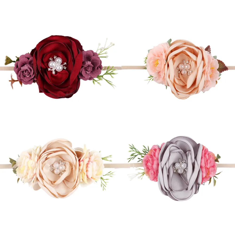 Newborn Headwear Kids Flower Headband Hemp Rope Tie Hair Bands Girl Felt Scarf Headmade Accessories For Children |