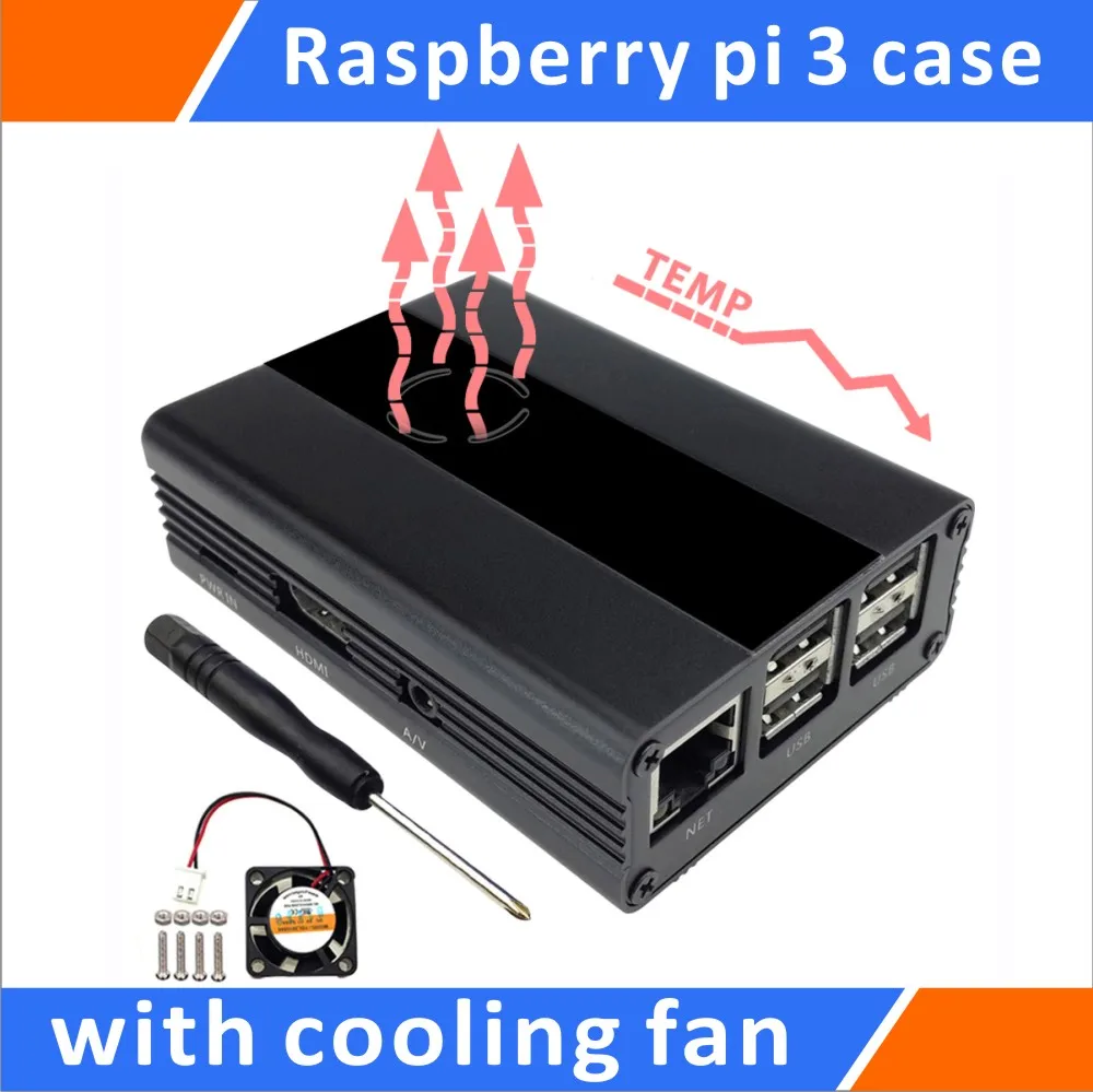 Raspberry Pi 3 2 3B + алюминиевый корпус с вентилятором (черный)|pi 2|pi 3case case |
