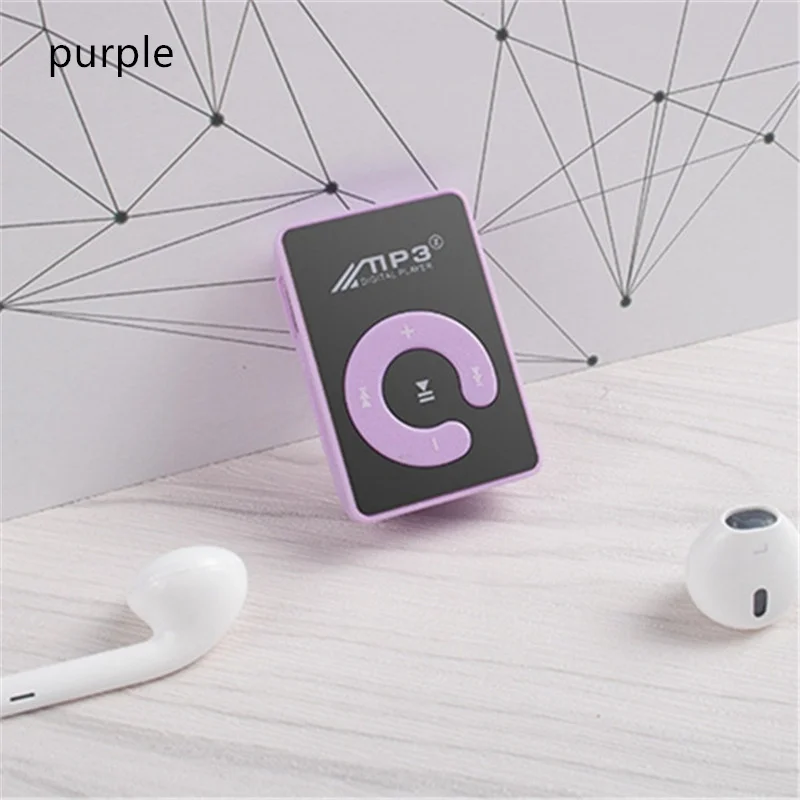 Фиолетовый Детский MP3 плеер с зажимом. С поддержкой TF слот для карт. 6 цветов - Цвет: Фиолетовый