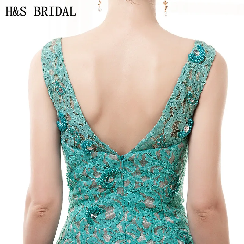 Женское короткое вечернее платье H & S черное кружевное Прозрачное с открытой