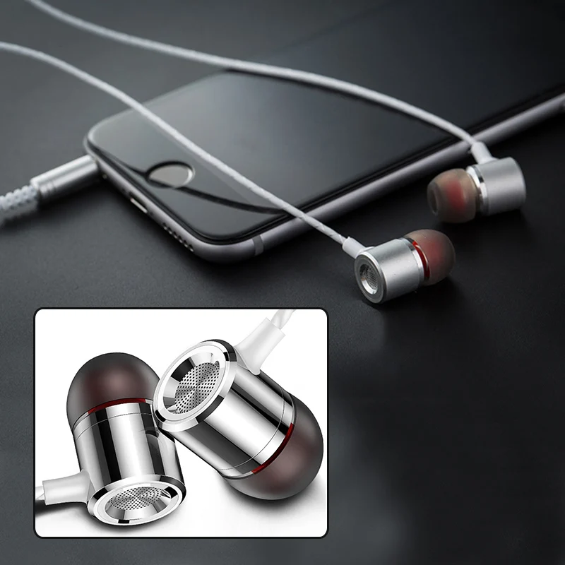 Вкладыши спортивные наушники S1 металлические супер бас музыкальные с микрофоном