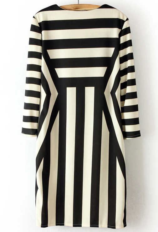 Фото Free Shipping! 2014 New Fashion Women Hot Sale High Quality Black White Long Sleeve Asymmetrical Striped Dress Женская одежда Free Shipping! 2014 New Fashion Women Hot Sale High Quality Black White Long Sleeve Asymmetrical Striped Dress Женская одежда