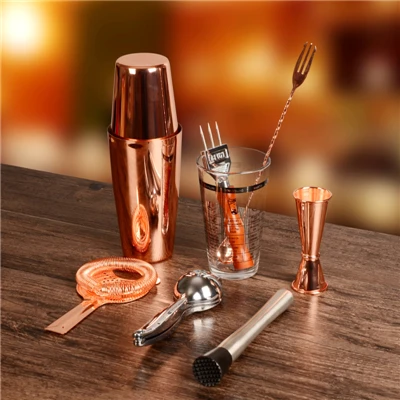 Copper Set Шейкер бар набор шейкер барная посуда набор-8 шт. Бармен Комплект включает шейкер, джиггер, ситечко, мусор, соковыжималка и ложка - Цвет: Copper Set