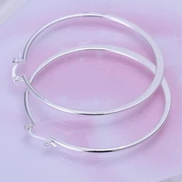 5 5cm big round earring fashion silver plated creole round circles hoop earrings prata princo punk silver women girls gifts