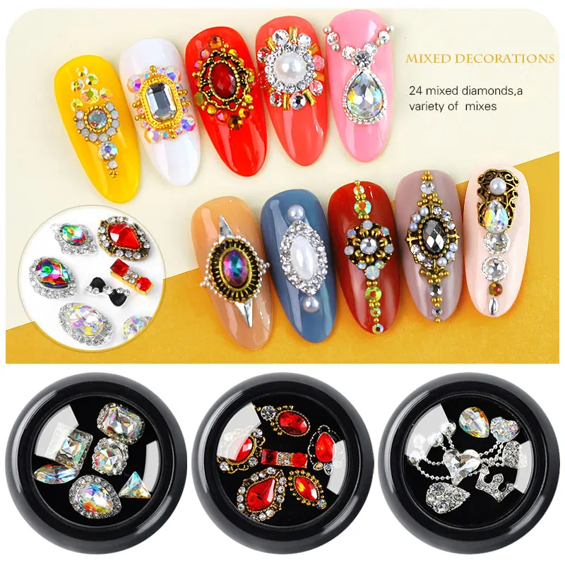 

6Pcs/box 3D Nail Art Gem Glittering Rhinestone Beads DIY Manicure Decor Nail Art SSwell
