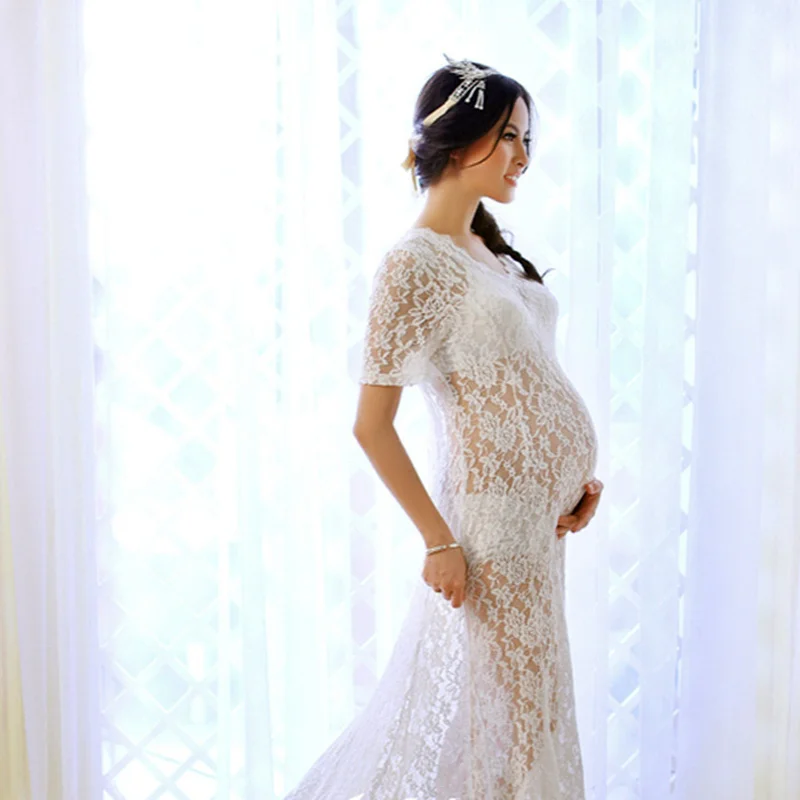 2017 реквизит платье для беременных белое кружевное | Мать и ребенок