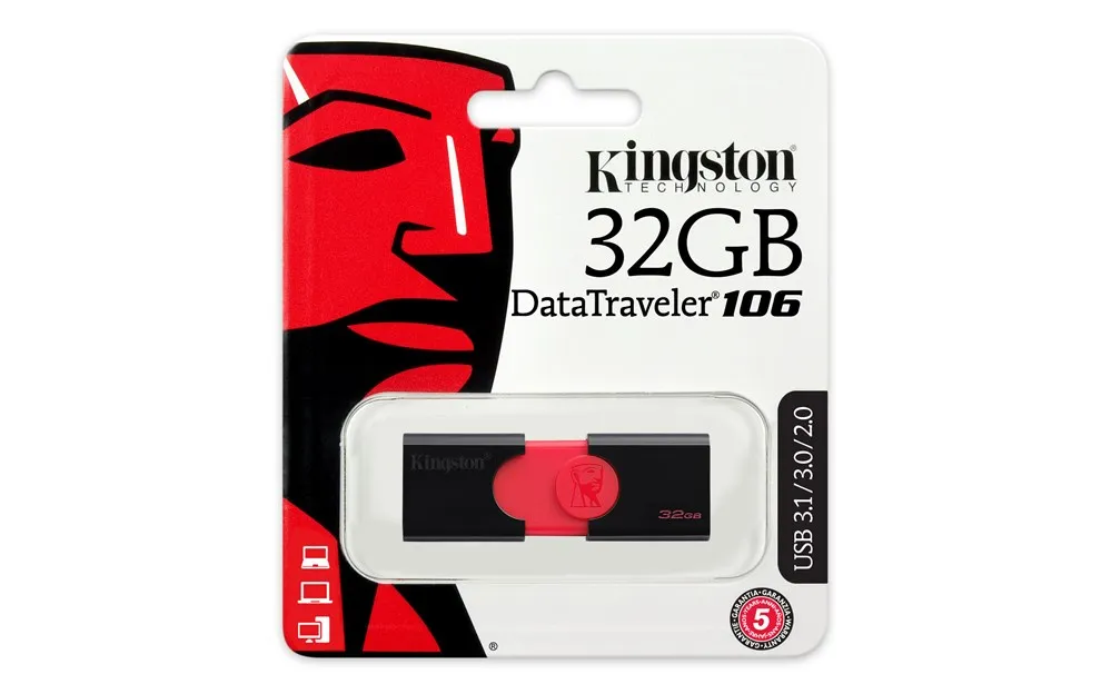 Kingston Technology DataTraveler 106 32 ГБ 3 0 (3 1 Gen 1) разъем USB Type-A слайд черный красный | Компьютеры и