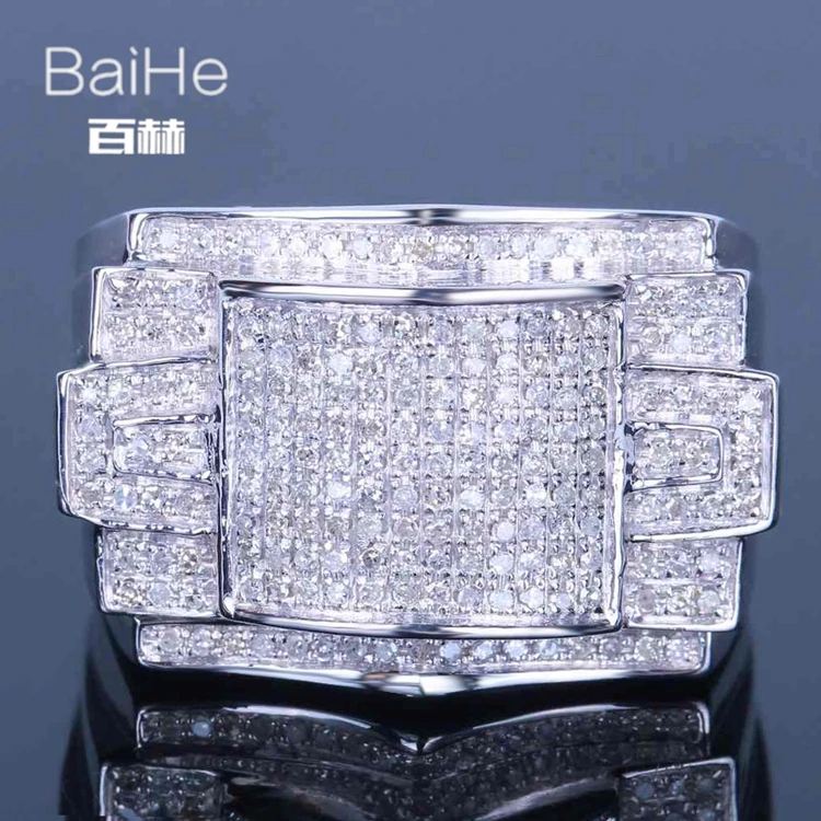 BAIHE стерлингового серебра 925 0.7CT Сертифицированный из натуральной бриллиантами, безупречная основная губка для Обручение Для мужчин модные ювелирные изделия кольцо