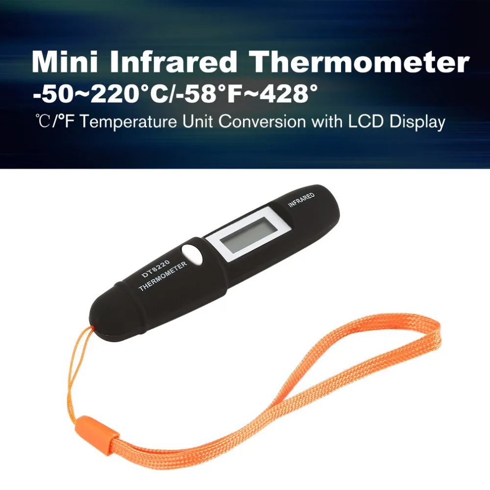 DT8220 цифровой ЖК-Мини Инфракрасный термометр измеритель температуры тестер Красный Лазерный Карманный Бесконтактный пирометр ручка Хо использование удержания использования