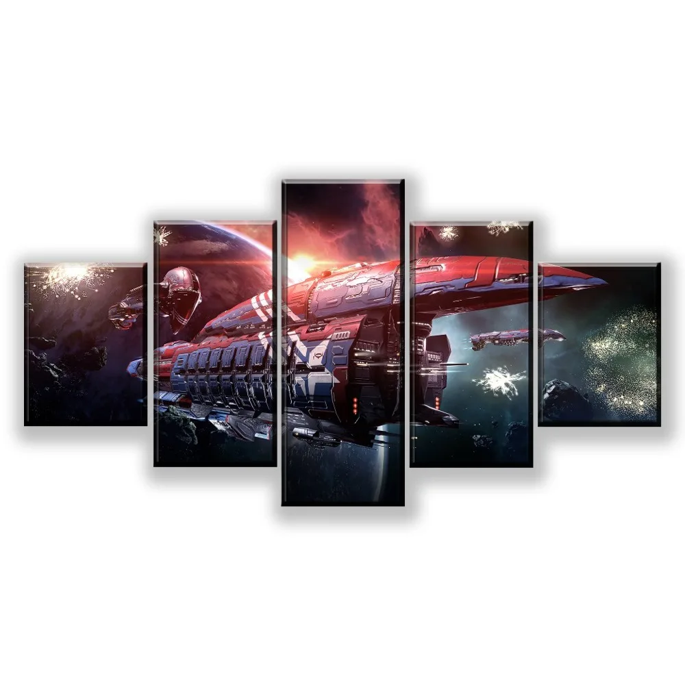 Home Decor Modular Poster 5 Pcs Pictures Game EVE Online Planet Spaceship Wall Art Canvas Printed Painting Living Room Modern | Дом и сад