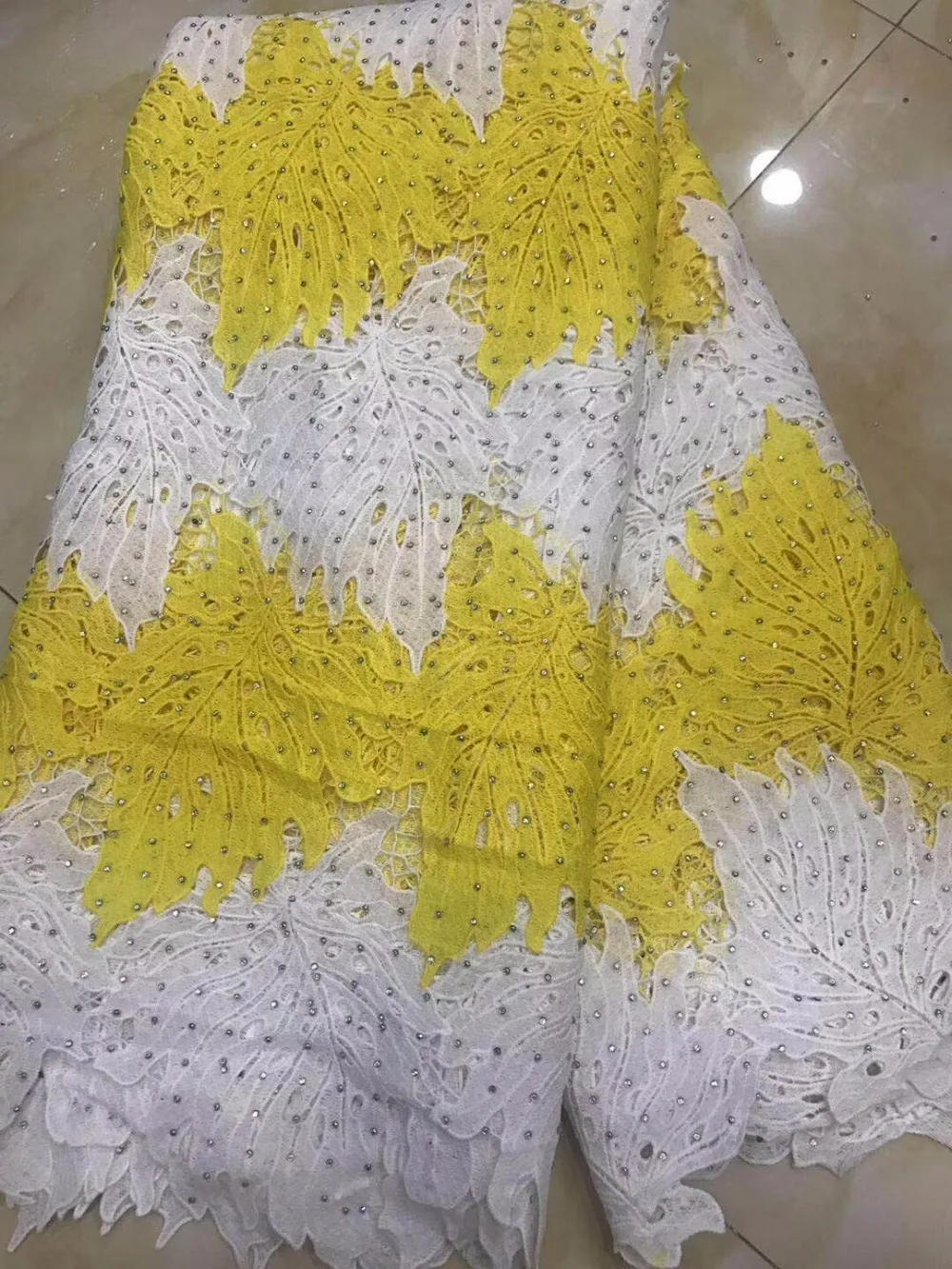 

lace fabric with Sequins latest african cord lace fabrics high quality guipure lace YYN07