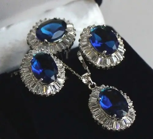 Продажа ювелирных украшений инкрустация голубой кристалл кулон ожерелье кольцо