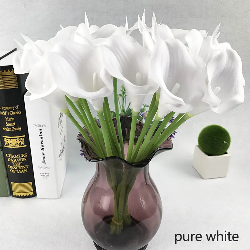 pure white 10 шт Вечерние Свадебный букет цветов украшение дома свадебный букет ПУ мини многоцветные латексные искусственные цветы - Цвет: pure white