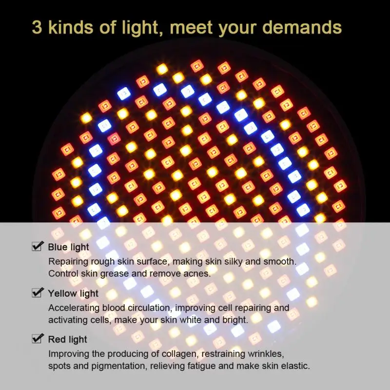 

3 Colors LED Skin Rejuvenation Light Professional Therapy Acne Wrinkle Removal Face Body Care Beauty Tools US Plug/EU Plug