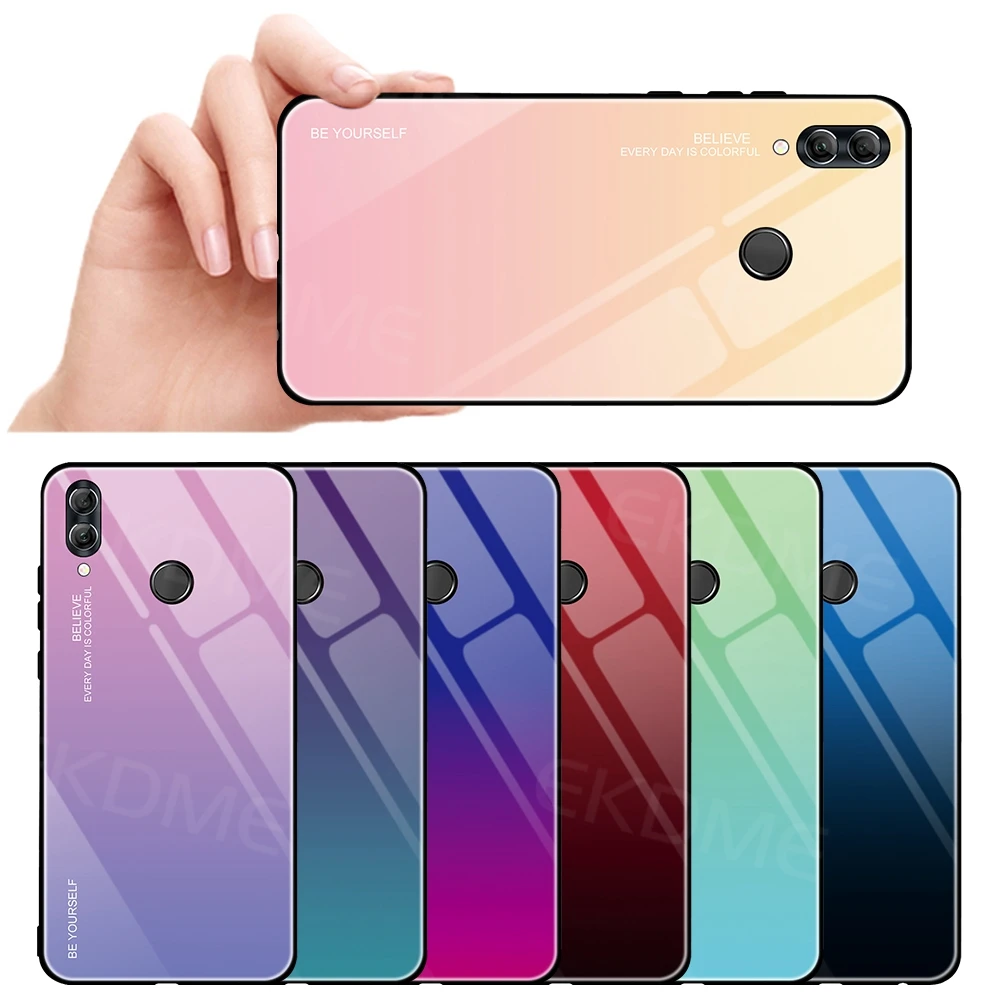 Чехол для Huawei Honor 10 9 Lite 8X Max 9X Pro мягкая рамка из закаленного стекла с градиентом