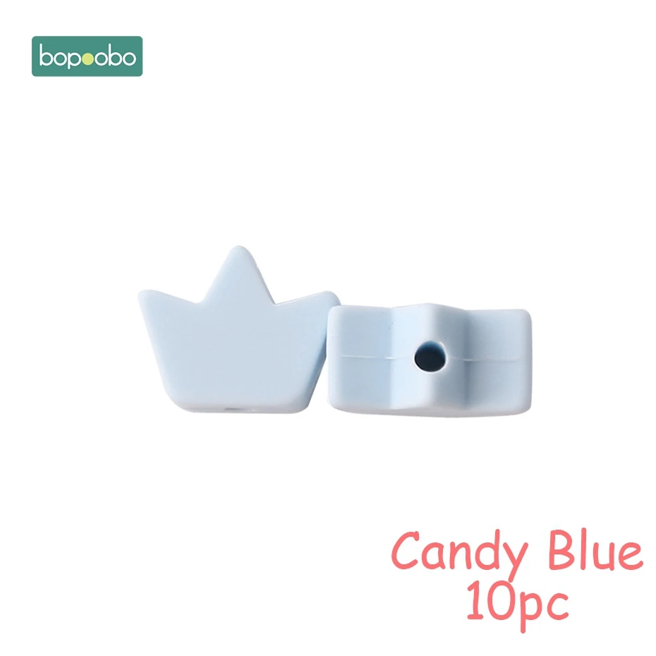 Candy Blue Crown Bopoobo 10 шт Силиконовые Бусины, пищевой силиконовый Прорезыватель зубов в виде звезды, Товары для малышей, силиконовый браслет для грызунов, сделай сам, детский Прорезыватель для зубов - Цвет: Candy Blue Crown