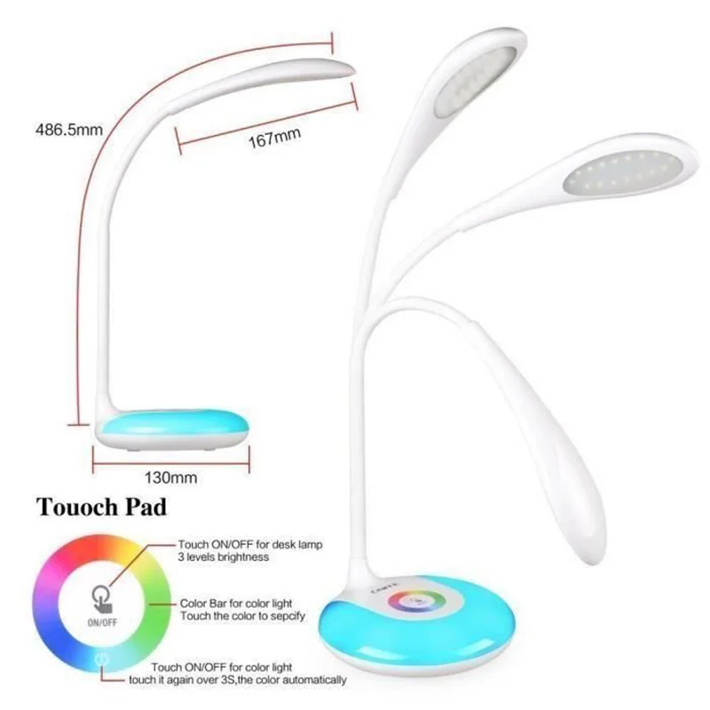Высокое качество Настольный светильник USB Перезаряжаемые Настольная лампа 3